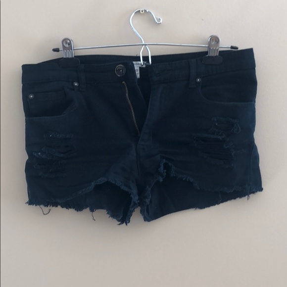 Black Denim Shorts - Picture 1 of 2